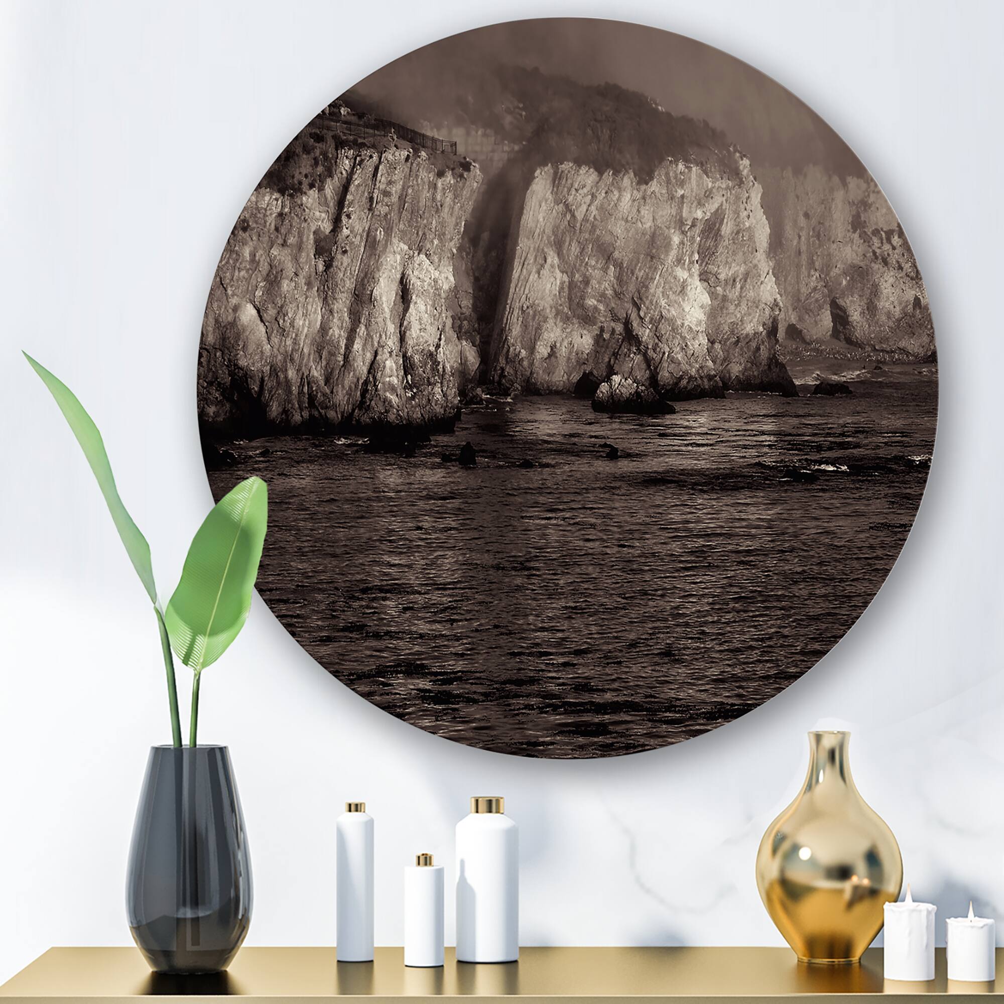 Designart - Gold Cliffs In The Fog